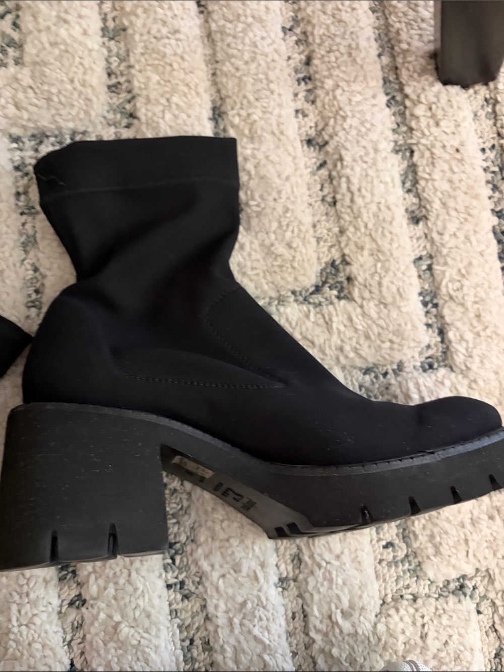Pedro Garcia Black Chunky Heel Sock Combat Zilia Platform Boots - Picture 5 of 5